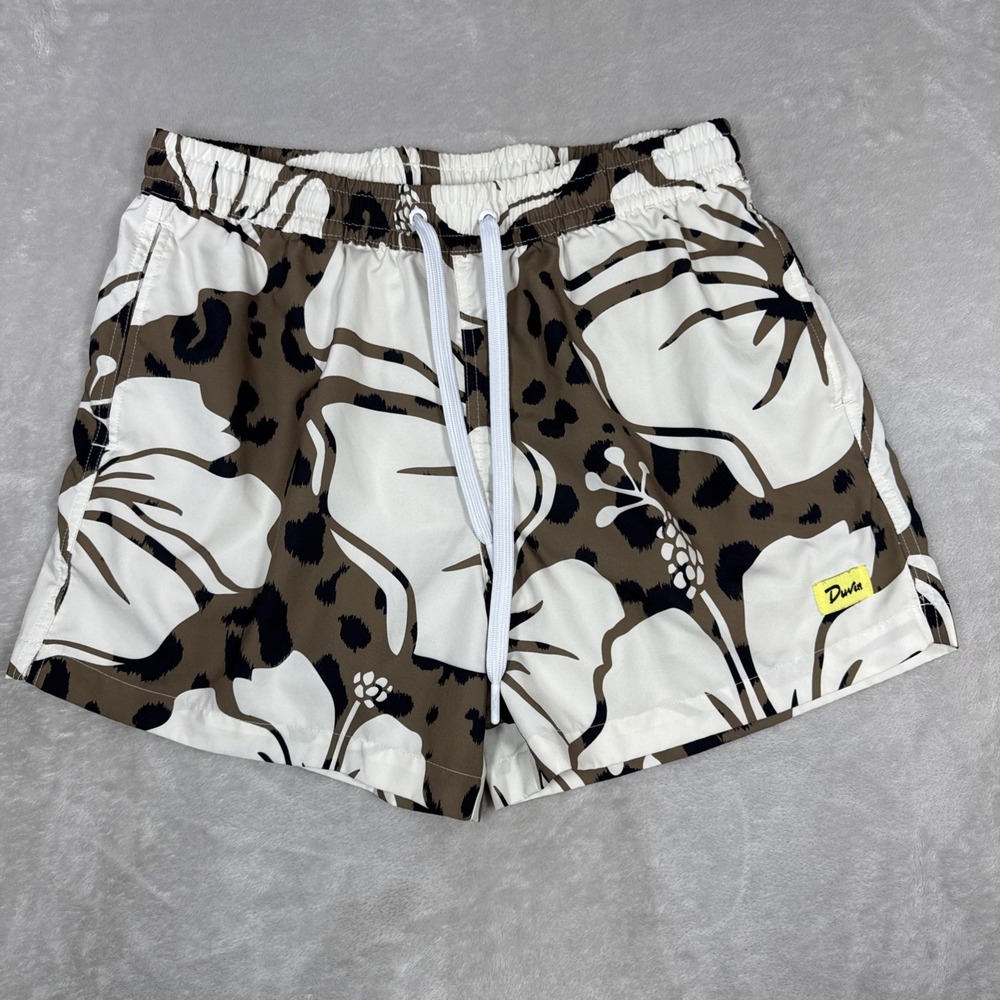 Duvin Swim Trunks Mens Medium Leopard Print Graphic  Shorts Mesh Lined
